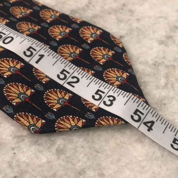 Vintage Hastings Traditions Silk Tie Mens Art Deco Blue Gold Made in USA Classic - Picture 5 of 6